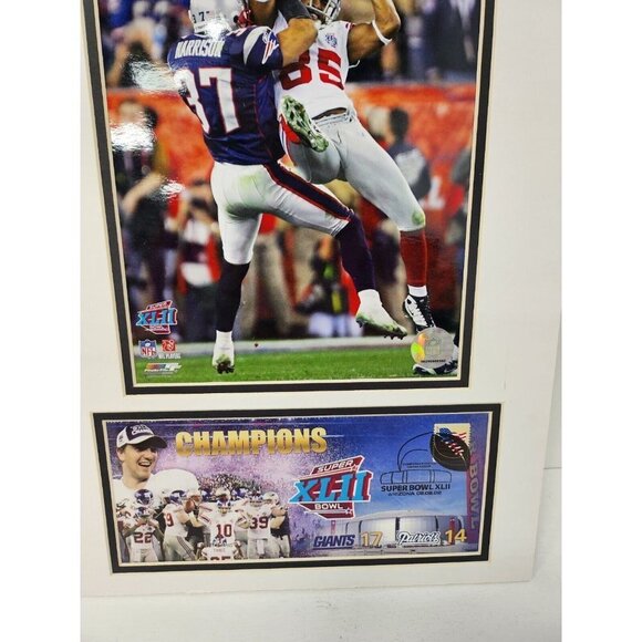Double Matted NY Giants Harrison Super Bowl XLII Photo & Event Cover 12x16 NFL - Picture 4 of 8